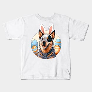 Australian Cattle Dog with Bunny Ears Easter Joy Kids T-Shirt